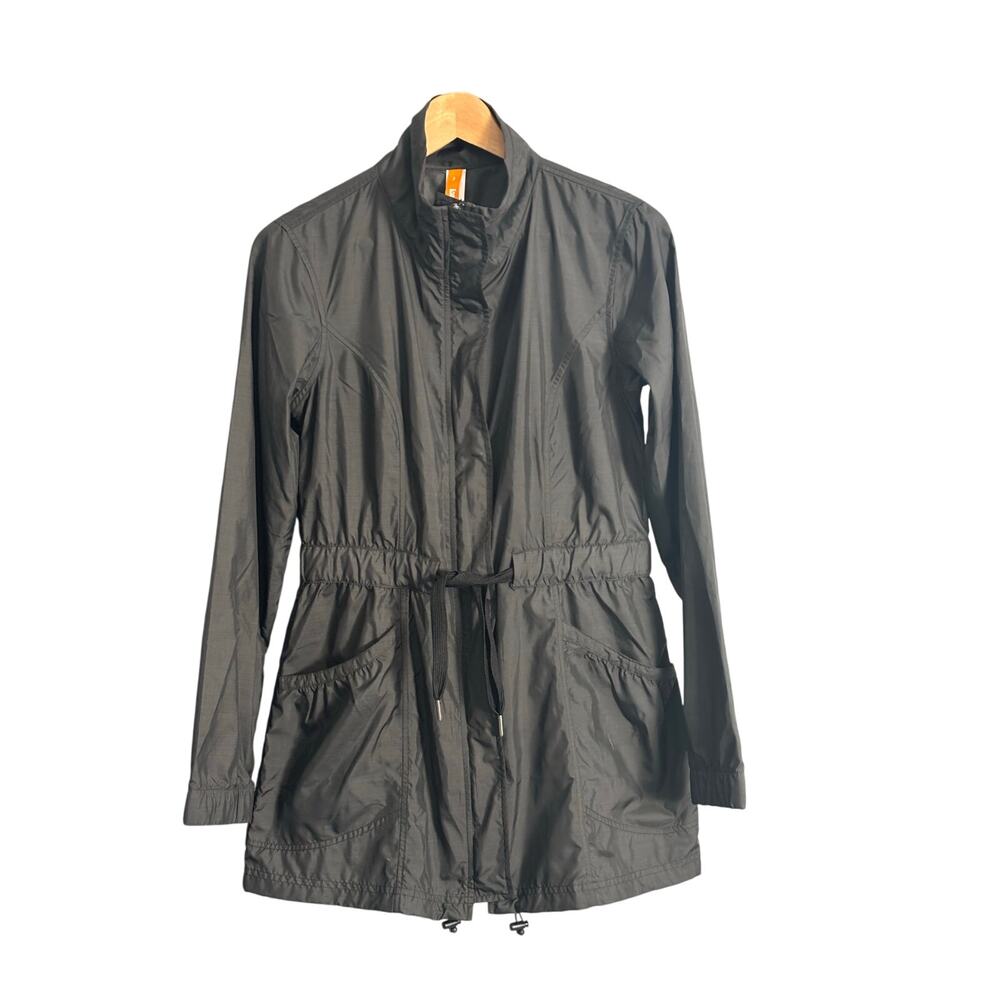Lucy Black Long Windbreaker Jacket‎ S Utility Rain
Coat